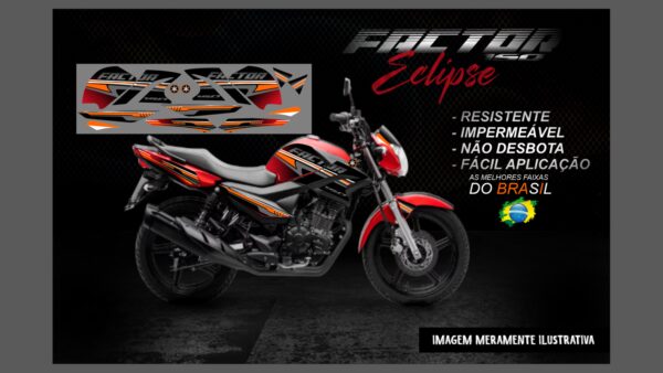 KIT FAIXAS FACTOR 150 VERSÃO ECLIPSE(MOTO VERMELHA) - Imagem 7