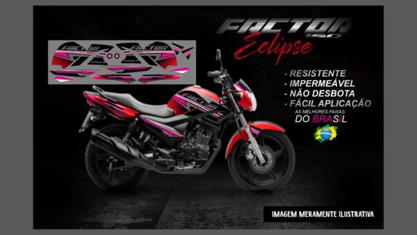 KIT FAIXAS FACTOR 150 VERSÃO ECLIPSE(MOTO VERMELHA) - Imagem 8