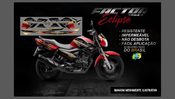 KIT FAIXAS FACTOR 150 VERSÃO ECLIPSE(MOTO VERMELHA) - Imagem 9
