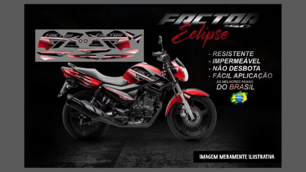 KIT FAIXAS FACTOR 150 VERSÃO ECLIPSE(MOTO VERMELHA) - Imagem 10