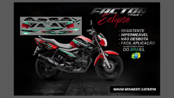 KIT FAIXAS FACTOR 150 VERSÃO ECLIPSE(MOTO VERMELHA) - Imagem 11