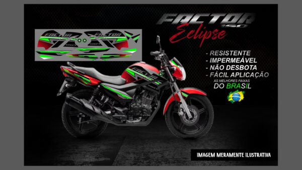 KIT FAIXAS FACTOR 150 VERSÃO ECLIPSE(MOTO VERMELHA) - Imagem 13