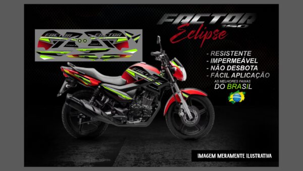 KIT FAIXAS FACTOR 150 VERSÃO ECLIPSE(MOTO VERMELHA) - Imagem 12