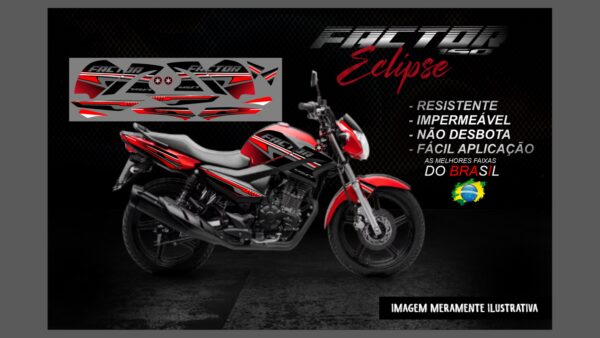 KIT FAIXAS FACTOR 150 VERSÃO ECLIPSE(MOTO VERMELHA) - Imagem 14