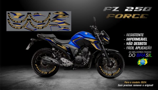 KIT ADESIVOS FZ 250-2023/ 2024  VERSÃO FORCE( MOTO AZUL) - Image 5