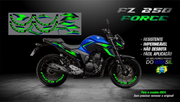 KIT ADESIVOS FZ 250-2023/ 2024  VERSÃO FORCE( MOTO AZUL) - Image 10