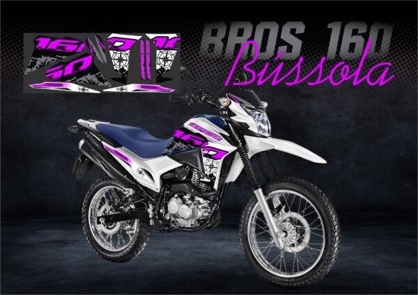 KIT ADESIVOS BROS 160 VERSÃO BÚSSOLA(MOTO BRANCA)