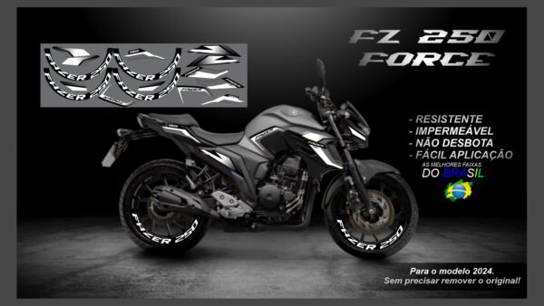 KIT ADESIVOS FZ 250-2023/ 2024  VERSÃO FORCE( MOTO CINZA) - Image 8