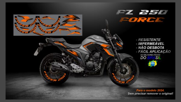 KIT ADESIVOS FZ 250-2023/ 2024  VERSÃO FORCE( MOTO CINZA) - Image 10