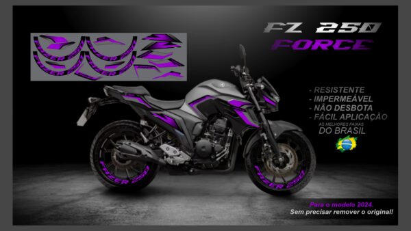 KIT ADESIVOS FZ 250-2023/ 2024  VERSÃO FORCE( MOTO CINZA) - Image 11