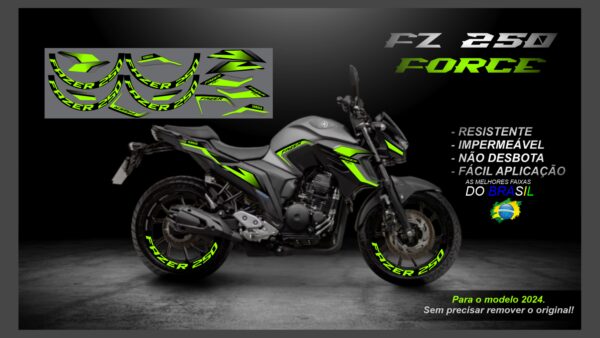 KIT ADESIVOS FZ 250-2023/ 2024  VERSÃO FORCE( MOTO CINZA)