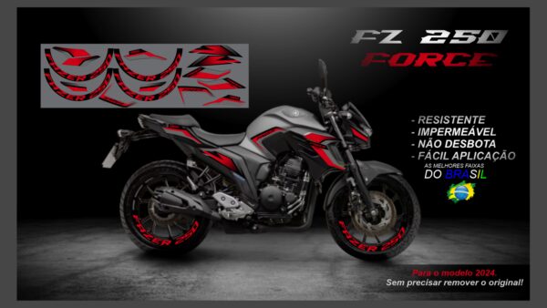 KIT ADESIVOS FZ 250-2023/ 2024  VERSÃO FORCE( MOTO CINZA) - Image 13