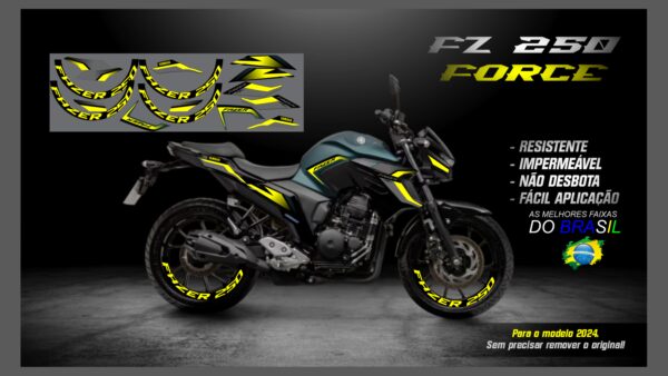 KIT ADESIVOS FZ 250-2023/ 2024  VERSÃO FORCE( MOTO VERDE FOSCO) - Imagem 2