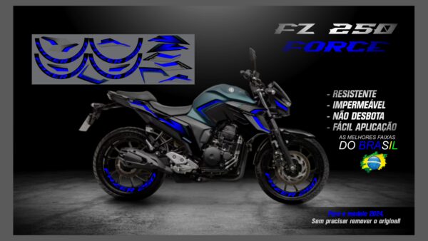 KIT ADESIVOS FZ 250-2023/ 2024  VERSÃO FORCE( MOTO VERDE FOSCO) - Imagem 3