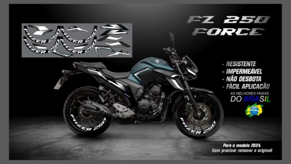 KIT ADESIVOS FZ 250-2023/ 2024  VERSÃO FORCE( MOTO VERDE FOSCO) - Imagem 4