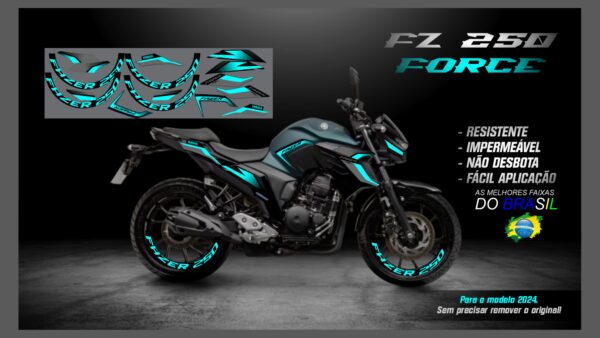 KIT ADESIVOS FZ 250-2023/ 2024  VERSÃO FORCE( MOTO VERDE FOSCO)