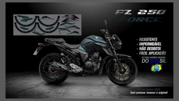 KIT ADESIVOS FZ 250-2023/ 2024  VERSÃO FORCE( MOTO VERDE FOSCO) - Imagem 6