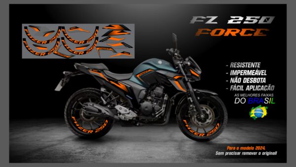 KIT ADESIVOS FZ 250-2023/ 2024  VERSÃO FORCE( MOTO VERDE FOSCO) - Imagem 7