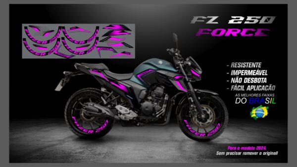 KIT ADESIVOS FZ 250-2023/ 2024  VERSÃO FORCE( MOTO VERDE FOSCO) - Imagem 8