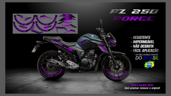 KIT ADESIVOS FZ 250-2023/ 2024  VERSÃO FORCE( MOTO VERDE FOSCO) - Imagem 9