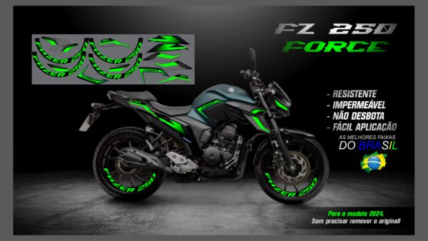KIT ADESIVOS FZ 250-2023/ 2024  VERSÃO FORCE( MOTO VERDE FOSCO) - Imagem 11