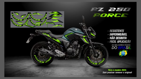 KIT ADESIVOS FZ 250-2023/ 2024  VERSÃO FORCE( MOTO VERDE FOSCO) - Imagem 10