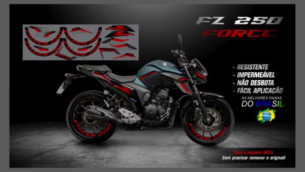 KIT ADESIVOS FZ 250-2023/ 2024  VERSÃO FORCE( MOTO VERDE FOSCO) - Imagem 12