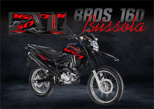 KIT ADESIVOS BROS 160 VERSÃO BÚSSOLA(MOTO PRETA)