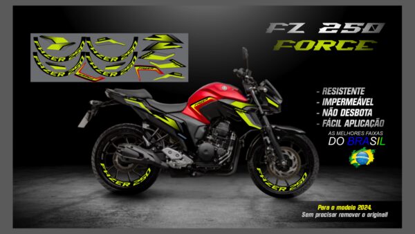 KIT ADESIVOS FZ 250-2023/ 2024  VERSÃO FORCE( MOTO VERMELHO) - Imagem 2