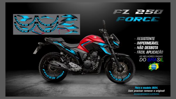 KIT ADESIVOS FZ 250-2023/ 2024  VERSÃO FORCE( MOTO VERMELHO)