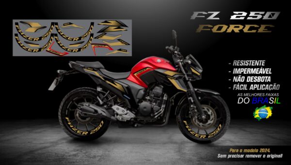 KIT ADESIVOS FZ 250-2023/ 2024  VERSÃO FORCE( MOTO VERMELHO) - Imagem 6