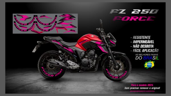 KIT ADESIVOS FZ 250-2023/ 2024  VERSÃO FORCE( MOTO VERMELHO) - Imagem 8