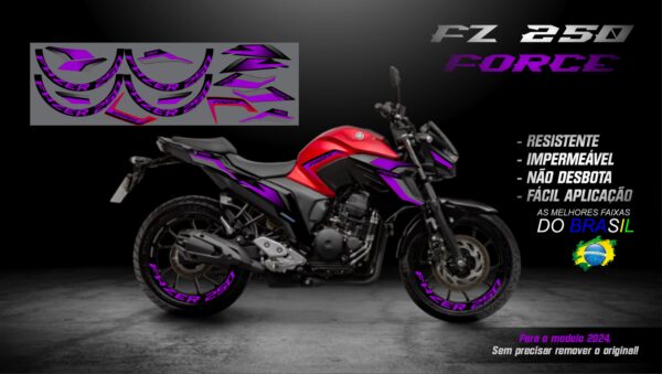KIT ADESIVOS FZ 250-2023/ 2024  VERSÃO FORCE( MOTO VERMELHO) - Imagem 9