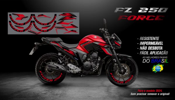 KIT ADESIVOS FZ 250-2023/ 2024  VERSÃO FORCE( MOTO VERMELHO) - Imagem 10