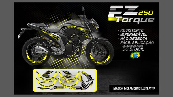 KIT FAIXAS FAZER 250 VERSÃO TORQUE ( MOTO PRETA) - Image 2