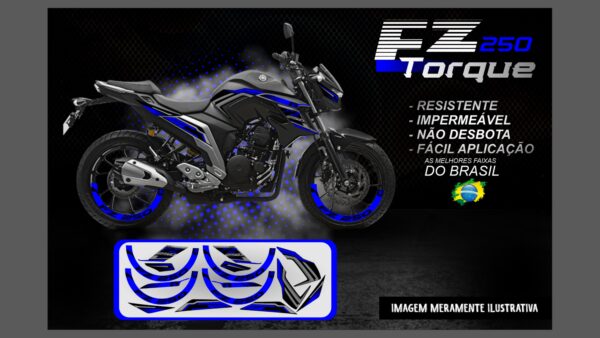 KIT FAIXAS FAZER 250 VERSÃO TORQUE ( MOTO PRETA) - Image 3