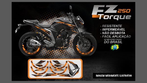 KIT FAIXAS FAZER 250 VERSÃO TORQUE ( MOTO PRETA) - Image 7