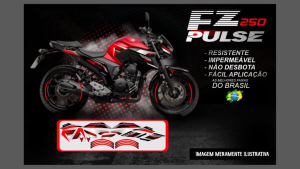 KIT DE ADESIVOS FZ 250 VERSÃO PULSE(MOTO VERMELHA)