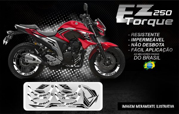 KIT FAIXAS FAZER 250 VERSÃO TORQUE ( MOTO VERMELHA)