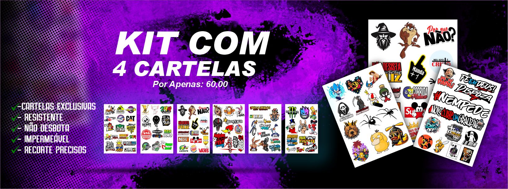 KIT COM 4 CARTELAS