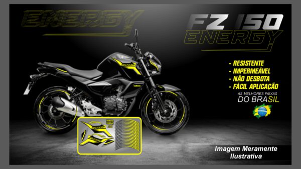 KIT ADESIVOS FZ 15 VERSÃO ENERGY ( MOTO PRETA)