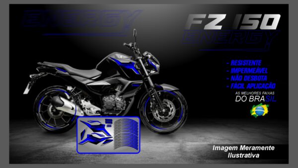 KIT ADESIVOS FZ 15 VERSÃO ENERGY ( MOTO PRETA) - Image 3