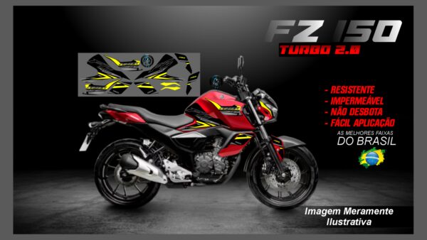 KIT ADESIVOS FZ 15 TURBO 2.0 ( MOTO VERMELHA) - Image 2