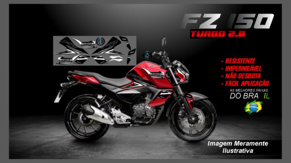 KIT ADESIVOS FZ 15 TURBO 2.0 ( MOTO VERMELHA) - Image 4