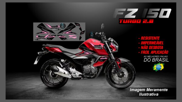 KIT ADESIVOS FZ 15 TURBO 2.0 ( MOTO VERMELHA) - Image 9