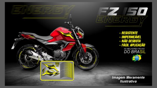 KIT ADESIVOS FZ 15 VERSÃO ENERGY ( MOTO VERMELHA) - Imagem 2