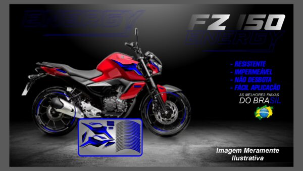 KIT ADESIVOS FZ 15 VERSÃO ENERGY ( MOTO VERMELHA) - Imagem 3