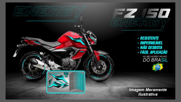 KIT ADESIVOS FZ 15 VERSÃO ENERGY ( MOTO VERMELHA) - Imagem 5