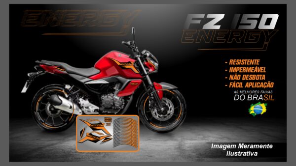 KIT ADESIVOS FZ 15 VERSÃO ENERGY ( MOTO VERMELHA) - Imagem 7