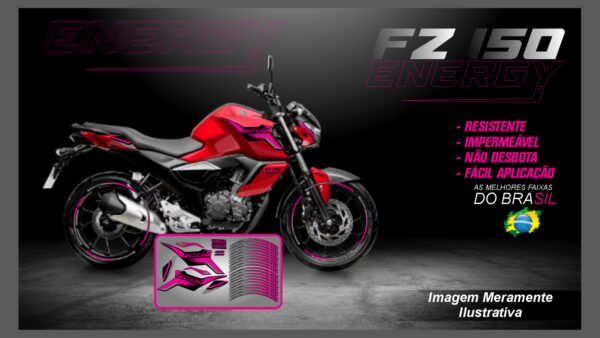 KIT ADESIVOS FZ 15 VERSÃO ENERGY ( MOTO VERMELHA) - Imagem 8